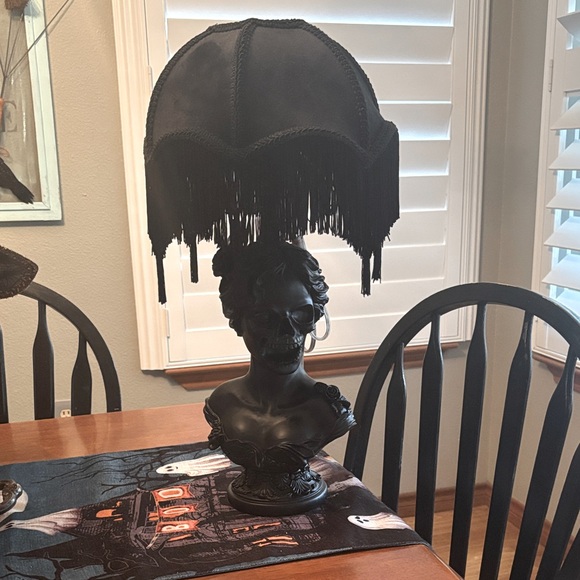 Midnight Shadows Skeleton Bust Lamp with Fringe Shade, 20" At Home exclusive - Picture 1 of 6